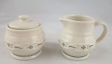LONGABERGER VITRIFIED POTTERY CREAM SUGAR & CREAMER SET CLASSIC BLUE USA MADE NEW