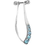 Sterling Silver 925 Aqua Quinate Cubic Zirconia Right Cartilage Ear Piercing