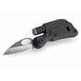 Tool Logic SL1M Mini Tactical Folding Straight Edge Knife With LED Flashlight and Signal Whistle, Black