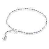 Sterling Silver Beaded w/Hear Charm Anklet 9