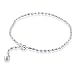 Sterling Silver Beaded w/Hear Charm Anklet 9