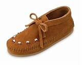 Children's Beaded Ankle Boot by Minnetonka Moccasins in Brown Suede