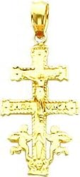 14K Gold Caravaca Cross Pendant