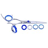 Shark Fin Hair Shears Professional Line Stainless Left Handed Swivel Shear 5.5 Inches + Bella Via Hair Glitz Shimmering Hair Tinsel the Hottest Trend in Hair Accessories