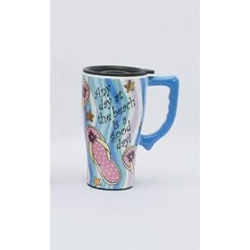 Buy BEACH flip flop Coffee cup TEA commuter TRAVEL Mug NU by Spoontiques