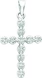 14K White Gold Diamond Cross Pendant Charm Jewelry