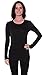 Active Basic Athletic Fitted Plain Long Sleeves Round Crew Neck T Shirt Top (Medium, Black)