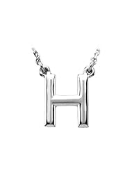 Block Initial Necklace in Sterling Silver, Letter H