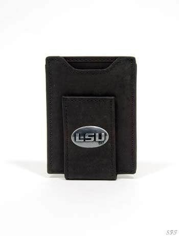 LSU Brown Front Pocket Money Clip in Crazy Horse Leather