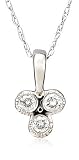 14k Rose, Yellow, or White Gold Milgrain 3-Stone Diamond Bezel Set Pendant (.09 cttw, J Color, I2 Clarity), 18