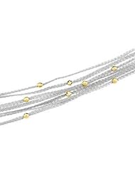 7-Strand Mesh Chain with Faceted Beads 14K White 7 1/2 Inch Ch763