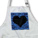Janna Salak Designs Prints and Patterns - Punk Rockabilly Blue Tiger Animal Print Black Heart - Aprons