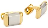 Donald Trump Mens Cut Corner Rectangle With Brushed Rhodium Center And Gold Sides Cufflinks, Silver, One Size