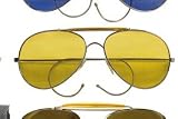 USA MILITARY ISSUE STYLE AVIATOR SUNGLASSES YELLOW DRIVING LENS..SO HI VIS NOT SUNSHADE