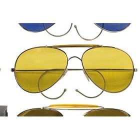 USA MILITARY ISSUE STYLE AVIATOR SUNGLASSES YELLOW DRIVING LENS..SO HI VIS NOT SUNSHADE