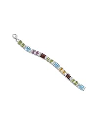 7"+1.5" Extension Faceted Multistone Link Bracelet