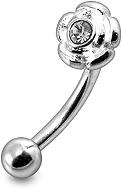 Jeweled Mini Rose Eyebrow Sterling Silver