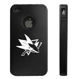 Apple iPhone 4 4S 4G Black Aluminum & Silicone Case San Jose Sharks