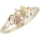 Gorgeous Women's Black Hills Gold-Sterling Silver Diamond cut Two leaf ring