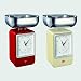 KÜCHENWAAGE und KÜCHENUHR, Retro-Style, Edelstahl rot, WESCO