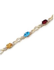 10K Yellow Gold Oval Multi and Diamond Bracelet by Jewelry Mountain