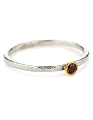 GURHAN "Skittle" Silver with High Karat Gold Accents Garnet Ring, Size 7