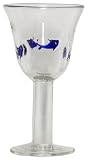 Hand Blown Glass Blue Fish Water Glass 7"H Set of Four
