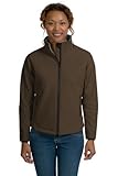 IMAGE OF Port Authority Ladies Glacier Soft Shell Jacket in Brown/Chrome, X-Small