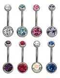 Double Jeweled belly button ring GlitZ JewelZ ? - awesome deal for 8 colors - available sizes 5/16" (8mm), 3/8" (10mm) or 1/2" (12mm) - choose the size from the menu below