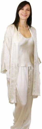 Unisex Silk Kimono Style Robe - One Size (oyster)