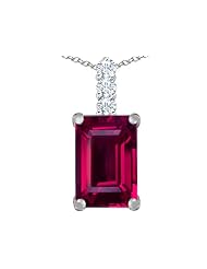 Original Star K (tm) Large 14x10mm Emerald Cut Created Ruby Pendant in 925 Sterling Silver