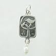 Cute Bird in Tree Pendant with Pearl Drop in Sterling Silver, #8951