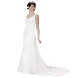 GEORGE BRIDE Elegant Spaghetti Strap Satin Wedding Dress Size 4 Ivory