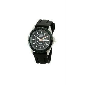 Trump Mens Watch TR1135BKBK Japanese Analog Quartz Movement Mineral Crystal Black Rubber Strap New
