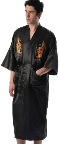 Ruitu Men's Dragon Kimono One Size Black