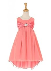 Girls Chiffon High-Low-Hem Flower-Girl Dress 