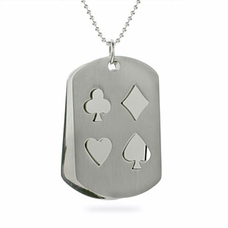 Eve's Addiction Stainless Steel Stencil Poker Dog Tag Pendant