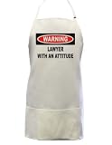 Warning: Lawyer with an attitude Full Size Professional Apron (3 Pockets)