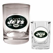 NFL New York Jets Rocks Glass & Shot Glass Set - Primary Logo