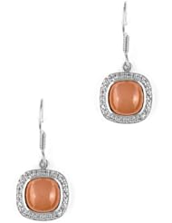8.90 ct. t.w. Genuine Peach Moonstone and White Topaz Sterling Silver Earrings