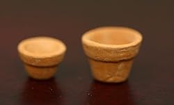 Set of 2 Clay Flowerpots - Dollhouse Miniature