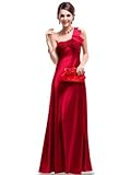 Ever Pretty NWT Open Back One Shoulder Ruffles Padded Satin Prom Dress 09667, HE09667RD10, Red, 8US