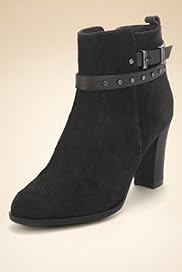 Footglove Fashion Wide Fit Leather Studded Strap Ankle Boots