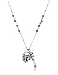 NINE WEST VINTAGE AMERICA "PUT A BOW ON IT -BOX" Silver Onyx Pendant Necklace