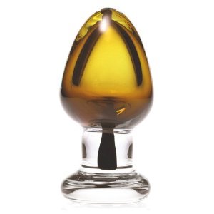 Simply Blown The Stopper Hand Blown Glass Butt Plug Large Topaz
