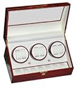 Burlwood Six Watch Winder with Extra Storage For Automatic Watch with Program Timer Burl Wood Finish