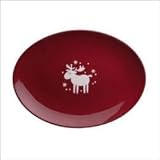 Waechtersbach Holiday Emma Oval Platter, Cherry with White Moose
