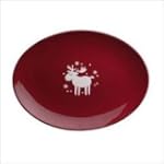 Waechtersbach Holiday Emma Oval Platter, Cherry with White Moose