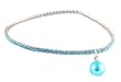 Anklet - A12 - Swarovski (tm) Crystal - Stretch ~ Aqua with Glass Pearl Drop (9")