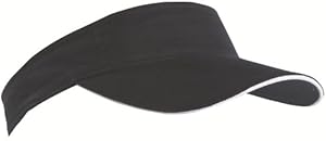 SPORTS SUN VISOR SANDWICH PEAK GOLF TENNIS CAP HAT - 12 COLOURS (MB6123) (BLACK / WHITE)